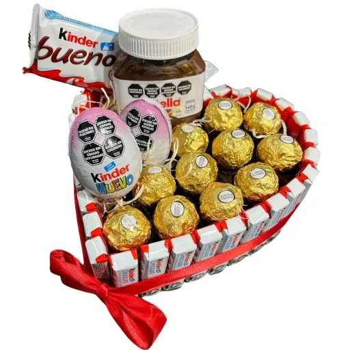 Corazon de chocolates kinder nutella rocher